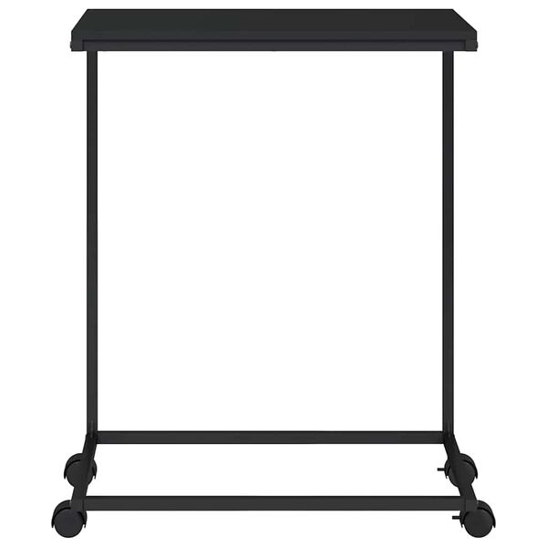 vidaXL Table d'appoint avec roues noir 55x35x70 cm bois d'ing&eacute;nierie