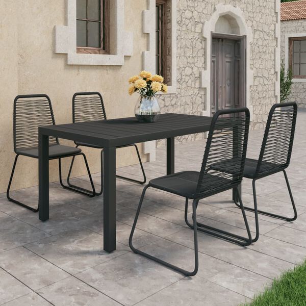 vidaXL Ensemble à manger de jardin 5 pcs PVC résine tressée noir