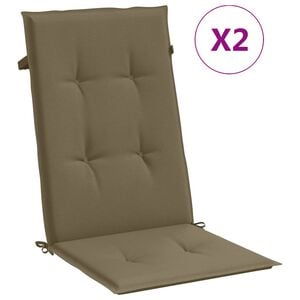 vidaXL Coussins de chaise &agrave; dossier haut lot de 2 taupe m&eacute;lang&eacute; tissu