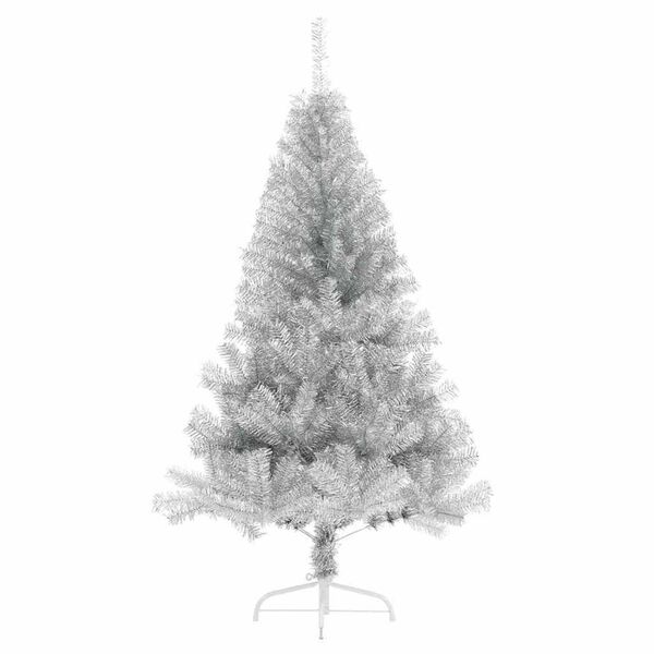 vidaXL Sapin de No&euml;l artificiel pr&eacute;-&eacute;clair&eacute; Argent 180 cm PET