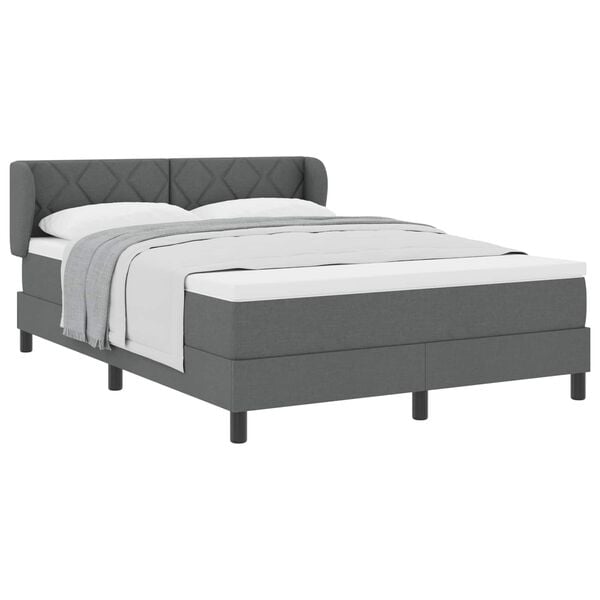 vidaXL Lit &agrave; ressorts avec matelas Gris fonc&eacute; 160 x 200 cm tissu