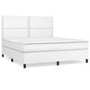 vidaXL Sommier &agrave; lattes de lit avec matelas Blanc 160x200cm Similicuir