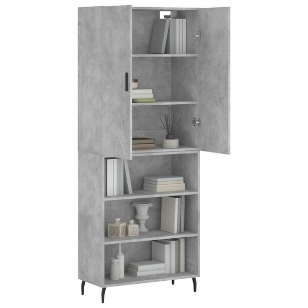 vidaXL Buffet haut Gris b&eacute;ton 69,5x34x180 cm Bois d'ing&eacute;nierie