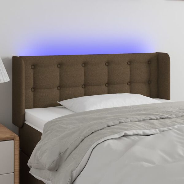 vidaXL T&ecirc;te de lit &agrave; LED Marron fonc&eacute; 93x16x78/88 cm Tissu