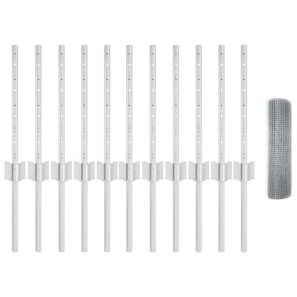 vidaXL Cl&ocirc;ture avec poteau Argent&eacute; 0,4 x 25 m Acier