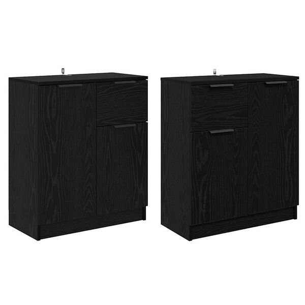 vidaXL Buffets 2 pcs Ch&ecirc;ne noir 60 x 30 x 70 cm Bois d'ing&eacute;nierie