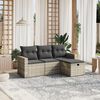 vidaXL Salon de jardin 4 pcs avec coussins gris clair r&eacute;sine tress&eacute;e