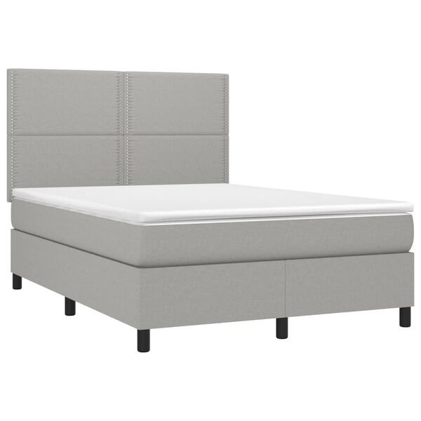 vidaXL Sommier &agrave; lattes de lit et matelas et LED Gris clair 140x190 cm