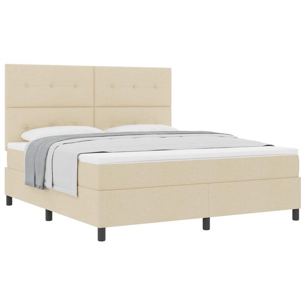 vidaXL Lit &agrave; ressorts avec matelas Cr&egrave;me 180 x 200 cm tissu