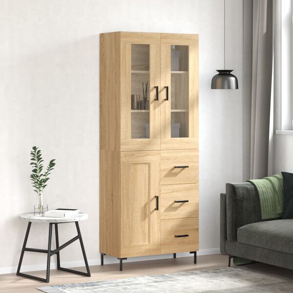 vidaXL Buffet haut Ch&ecirc;ne sonoma 69,5x34x180 cm Bois d'ing&eacute;nierie