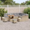 vidaXL Ensemble de canapé de jardin 12 pcs Beige Poly rotin