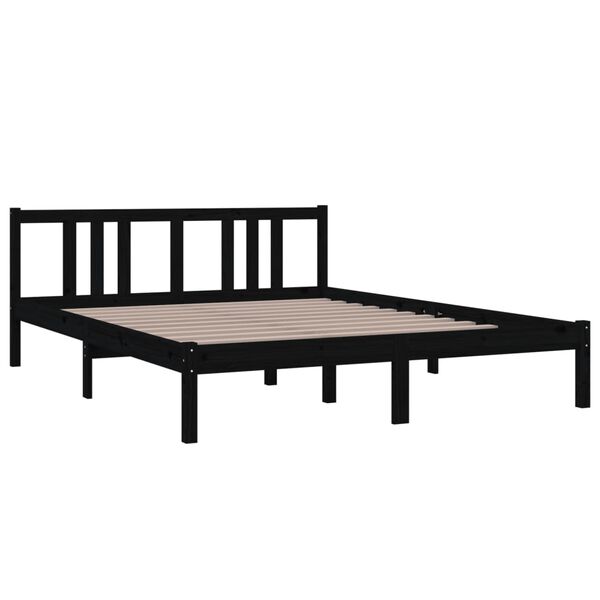vidaXL Cadre de lit sans matelas noir bois massif 150x200 cm