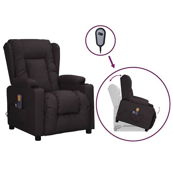 vidaXL Fauteuil de massage Noir Similicuir