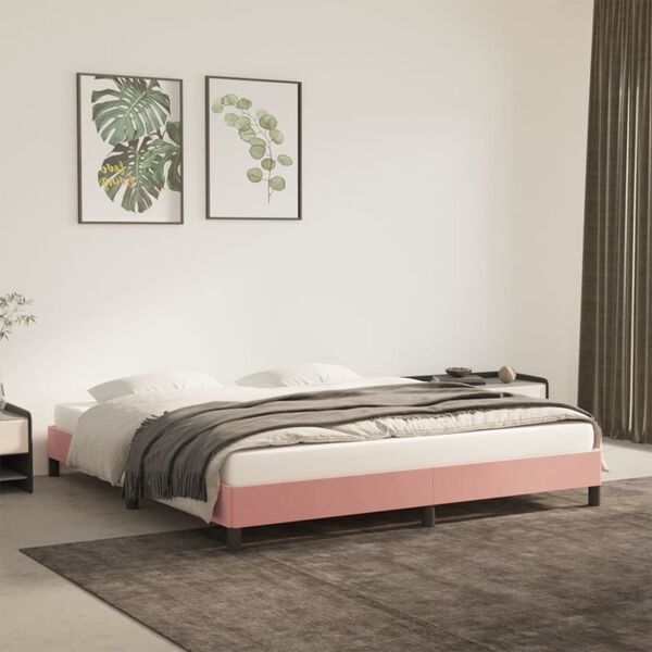 vidaXL Cadre de lit sans matelas rose 160x200 cm velours