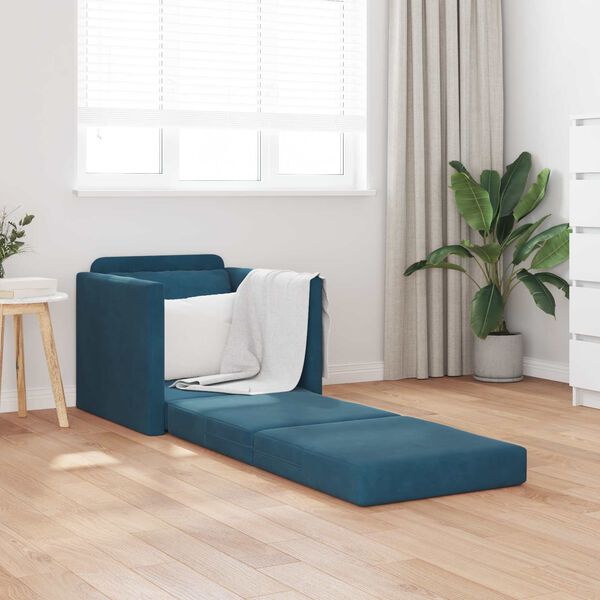 vidaXL Canap&eacute;-Lit 60cm Bleu Velours