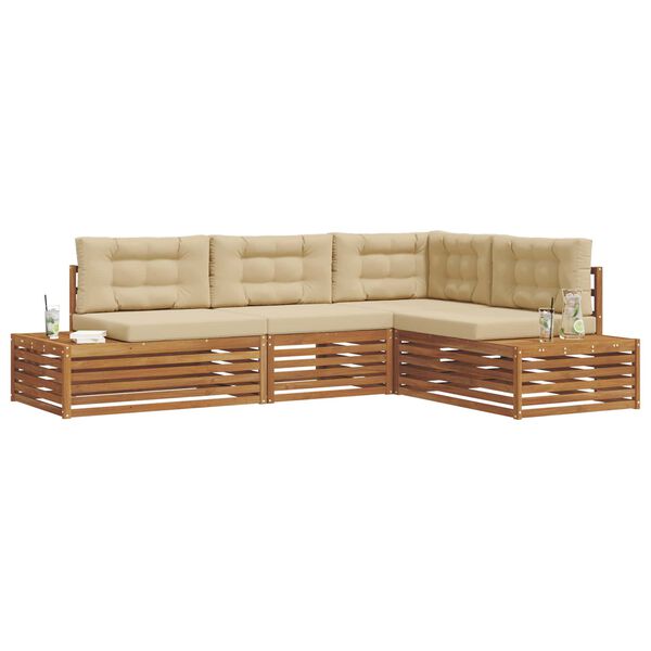 vidaXL Ensemble de canap&eacute;s d'ext&eacute;rieur 4 Pi&egrave;ce Naturel et Beige