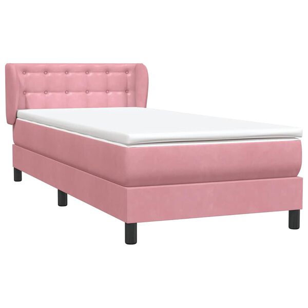 vidaXL Sommier &agrave; lattes de lit avec matelas rose 100x220 cm velours