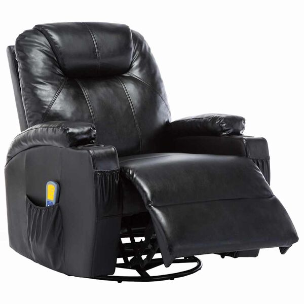 vidaXL Fauteuil à bascule de massage Noir Similicuir