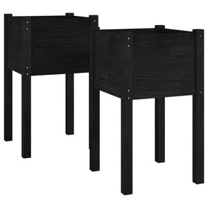 vidaXL Jardini&egrave;res d'ext&eacute;rieur 2pcs Noir 40x40x70cm Bois de pin massif