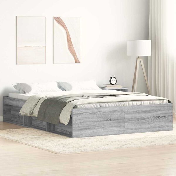 vidaXL Cadre de lit sans matelas sonoma gris 140x200 cm