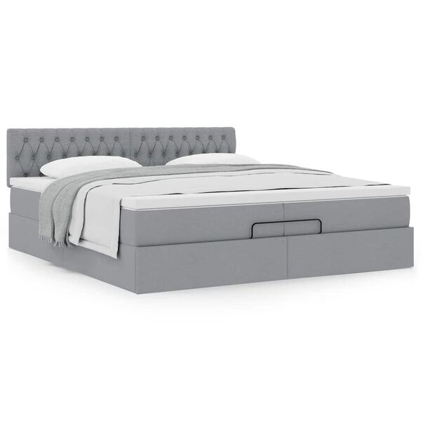 VidaXL Cadre de lit ottoman avec matelas gris clair 200x200 cm tissu