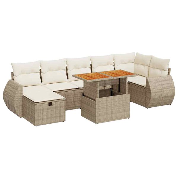 vidaXL Salon de jardin avec coussins 5 pcs beige r&eacute;sine tress&eacute;e acacia