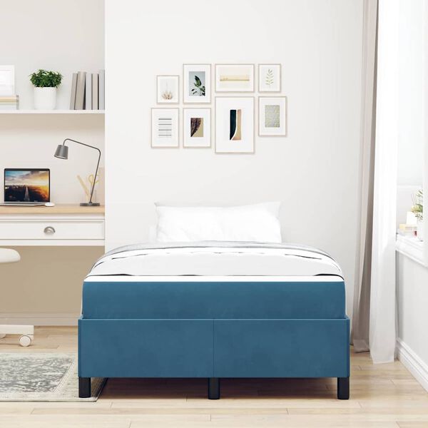 vidaXL Cadre de lit avec matelas Bleu fonc&eacute; 120 x 190 cm tissu