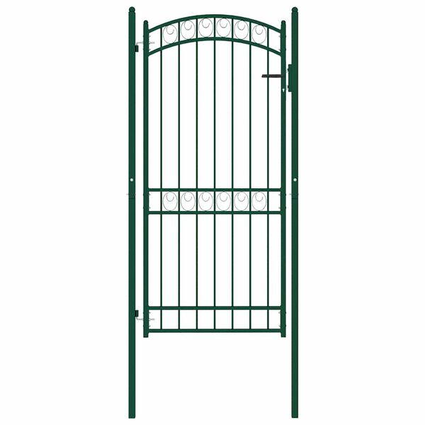 vidaXL Portail de cl&ocirc;ture avec dessus arqu&eacute; Acier 100x136 cm Vert