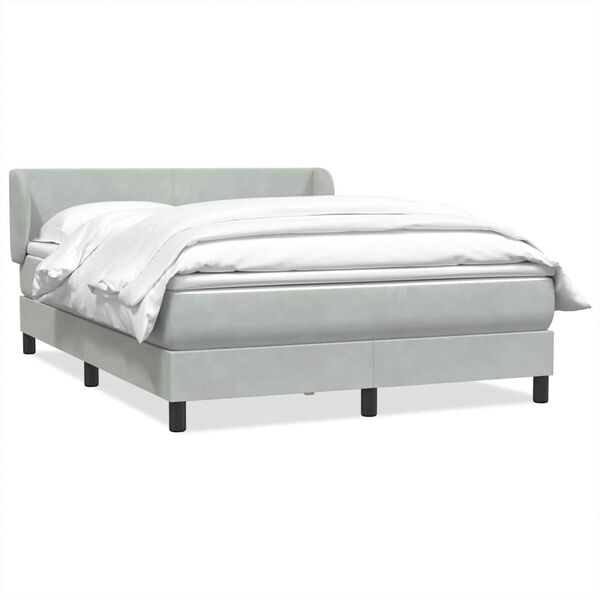 vidaXL Sommier &agrave; lattes de lit et matelas gris clair 160x220cm velours