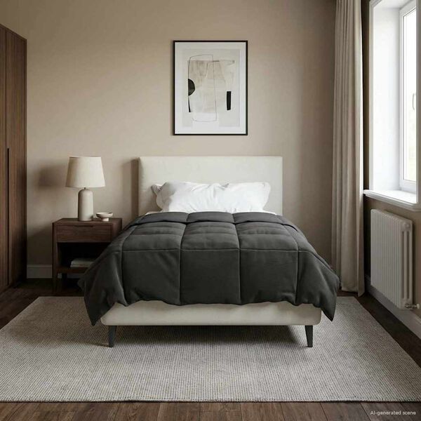 vidaXL Duvet d'&eacute;t&eacute; simple Matelass&eacute; Anthracite 155 x 220 cm Microfibre