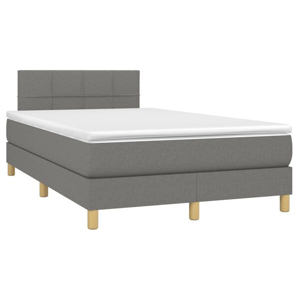 vidaXL Sommier &agrave; lattes de lit avec matelas gris fonc&eacute; 120x190cm tissu