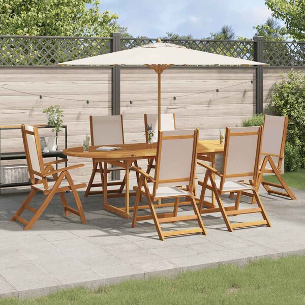 vidaXL Ensemble &agrave; Manger de jardin 7pcs bois d'acacia solide textil&egrave;ne