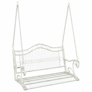 vidaXL Banc Balan&ccedil;oire Acier 115 x 61 x 63 cm Blanc antique