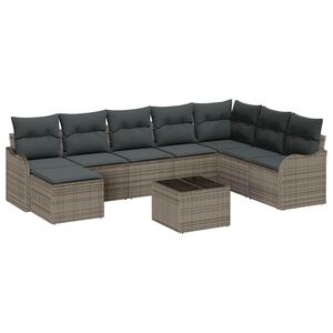 vidaXL Ensemble de canap&eacute; de jardin avec stockage 9 pcs Gris polyrotin