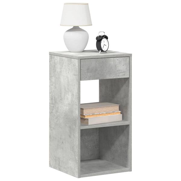 vidaXL Table de chevet avec tiroir gris b&eacute;ton 35x34x66,5 cm