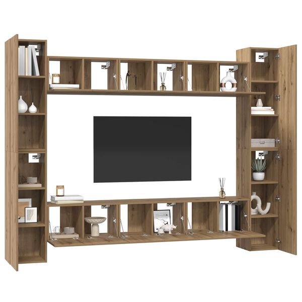 vidaXL Ensemble meuble TV 10 pcs Ch&ecirc;ne artisanal 30,5 x 30 x 90 cm