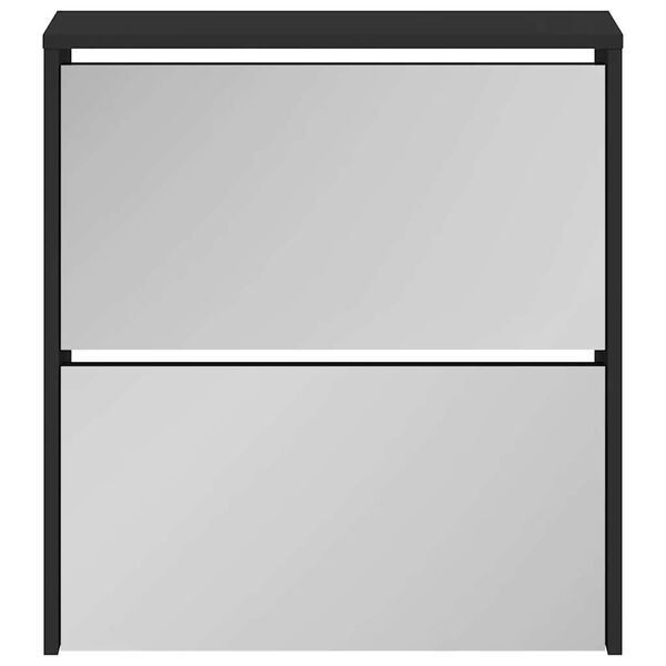 vidaXL Armoire &agrave; chaussures avec miroir &agrave; 2 niveaux Noir 63x17x67 cm
