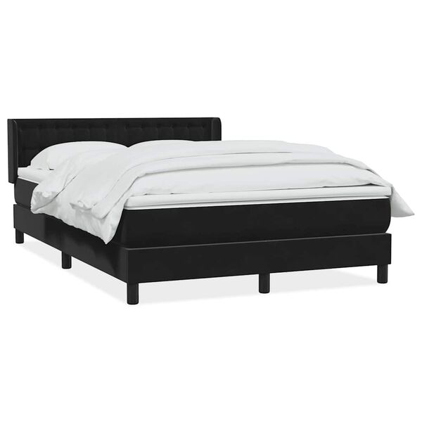 vidaXL Sommier &agrave; lattes de lit avec matelas noir 160x210 cm velours