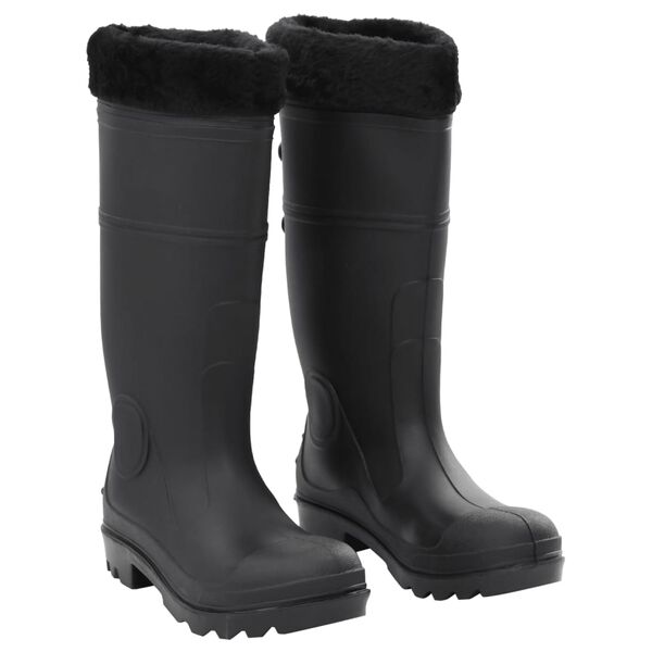 vidaXL Bottes de pluie avec chaussettes amovibles noir taille 39 PVC