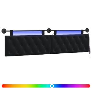 vidaXL T&ecirc;te de lit suspendue Avec lumi&egrave;re LED Noir Velours