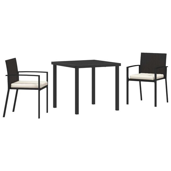 vidaXL Ensemble de salle &agrave; manger pour jardin 3 pcs Noir