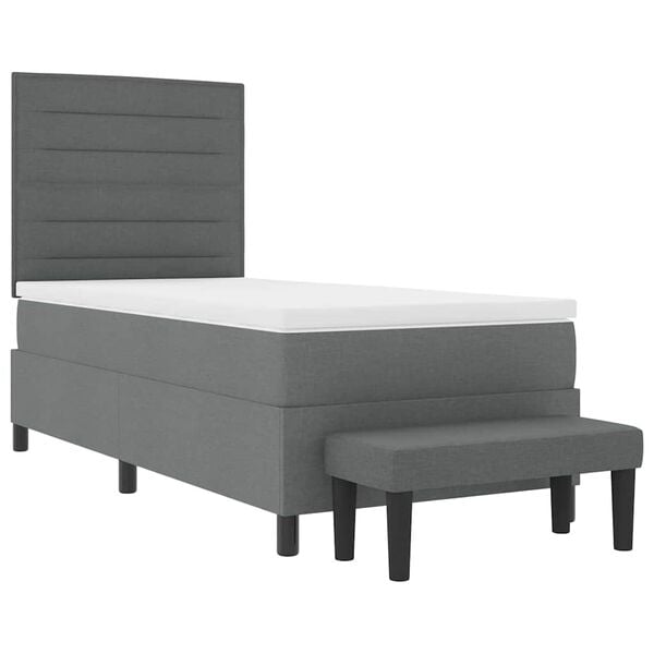 vidaXL Lit &agrave; ressorts avec matelas Gris fonc&eacute; 90 x 200 cm tissu