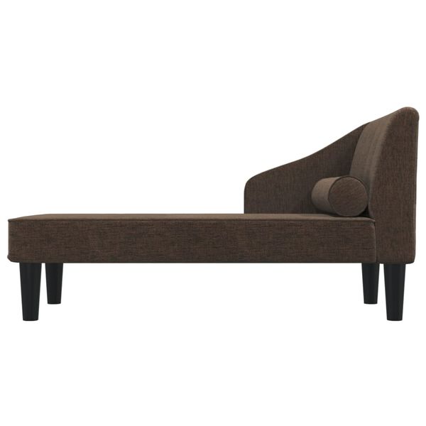 vidaXL Chaise longue avec traversin marron fonc&eacute; tissu