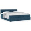 VidaXL Cadre de lit ottoman avec matelas bleu fonc&eacute; 160x200 cm velours