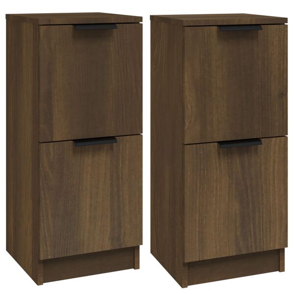 vidaXL Buffets 2 pcs chêne marron 30x30x70 cm Bois d'ingénierie
