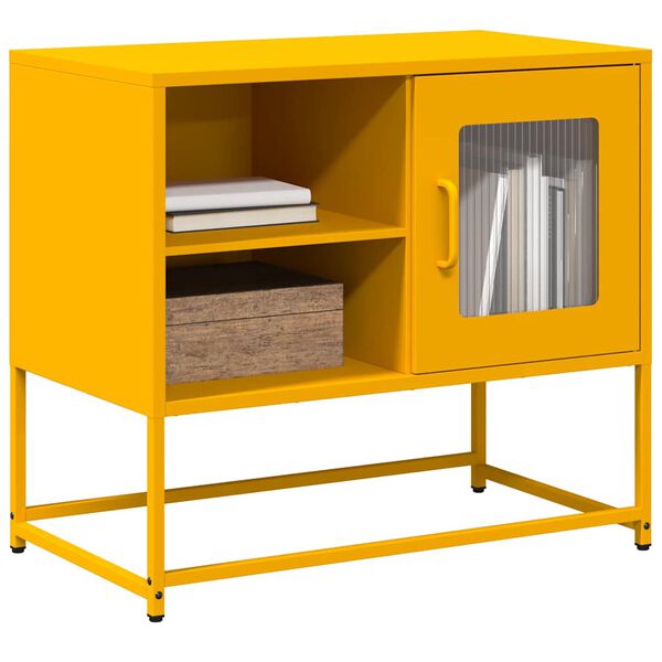 vidaXL Meuble TV jaune moutarde 68x39x60,5 cm acier