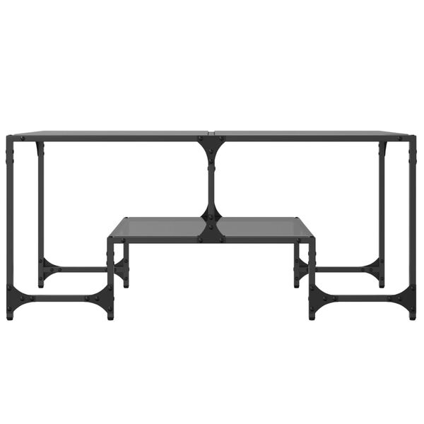 vidaXL Table basse avec dessus en verre noir 98,5x50x45 cm acier