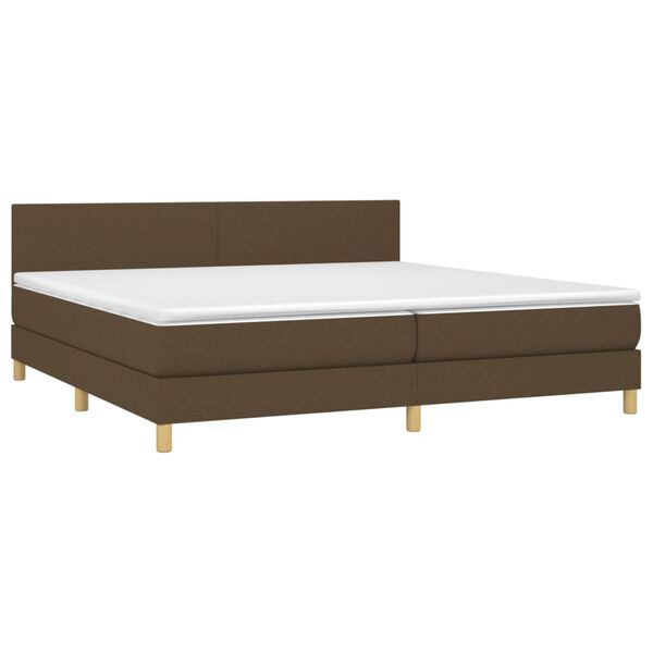 vidaXL Sommier &agrave; lattes de lit matelas et LED Marron fonc&eacute; 200x200 cm
