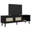 vidaXL Meuble TV SENJA aspect rotin noir 158x40x49cm bois massif pin