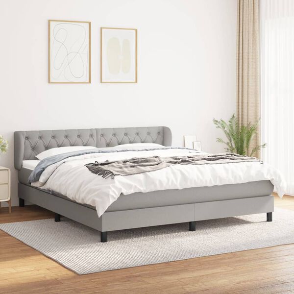 vidaXL Sommier &agrave; lattes de lit avec matelas Gris clair 160x200cm Tissu